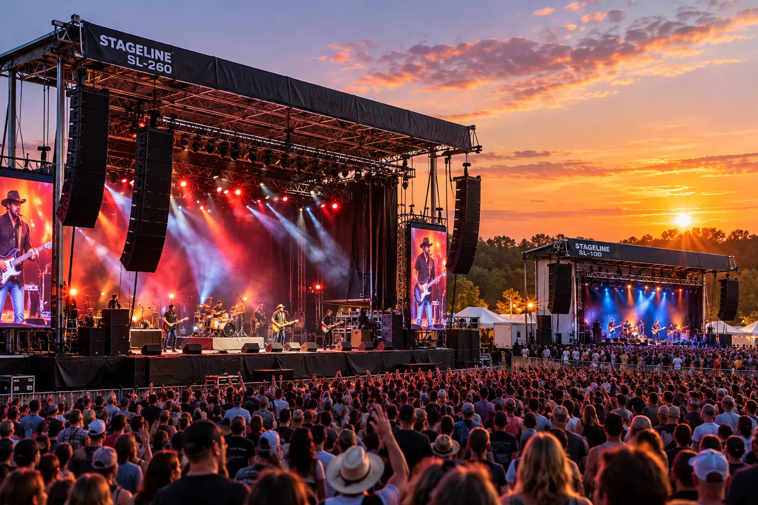 Outdoor concert with vivid video display imagery
